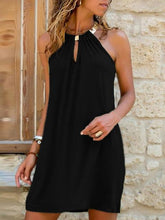 Neck Sleeveless Solid Color Mini Dress