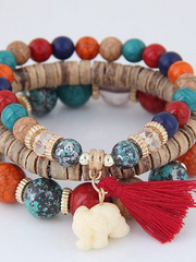 Ethnic Alloy Vintage Boho Beaded Tassel Bracelet