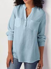 PLAIN REGULAR POCKET STANDARD NINE POINTS SLEEVE BLOUSE