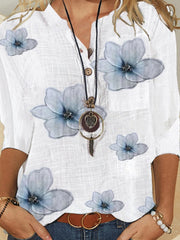 HALF SLEEVE FLORAL V NECK SHIRT BLOUSE