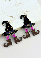 Halloween Witch Hat Boots Earrings