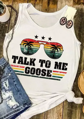 Talk To Me Goose Glasses Coconut Tree Tank - White