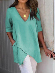 HALF SLEEVE IRREGULAR PLUS SIZE ASYMMETRICAL BLOUSES