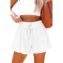 Women's Lace-Up Casual Pocket Solid Color Sports Shorts