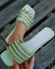 Vintage Braided Straw Beach Slippers