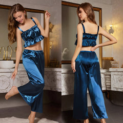 Ice Silk Suspender Trousers Suit Home Wear