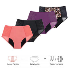 (5-Pack)Sexy Leopard Print 4-Layer Absorption Leakproof Period Underwear