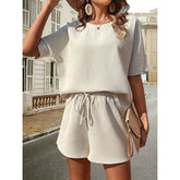 Solid Color Short-Sleeved Shorts Bat Shirt Fashionable Two-Piece Set
