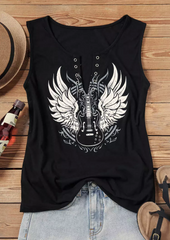 Guitar Wings V-Neck Tank - Black