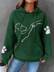 Long-Sleeved Hooded Dog Printed Casual Pullover Sweatshirt