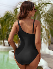 One Shoulder Slimming Mesh One Piece