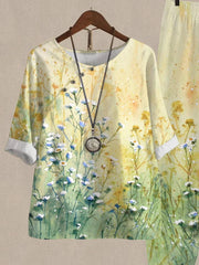 Watercolor Floral Casual Two Piece