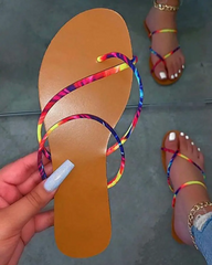 Toe Ring Colorblock Flat Sandals