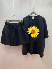 Cute And Fashionable T-Shirt And Wide-Leg Pants Two-Piece Suit