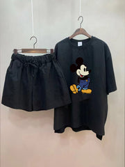 Fashionable Slim Fit Loose T-Shirt And Three-Quarter Pants Two-Piece Suit