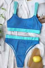 Bandeau High Waist Ribbed Bikinis Set