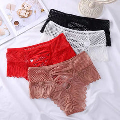 Lace Panties Cross Strap Hollow Breathable Seamless Briefs