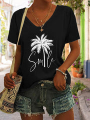 Palm Tree Print Short Sleeve T-Shirt