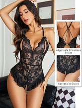 Teddy Lingerie for Women Sexy Cut Out Lace Bodysuit