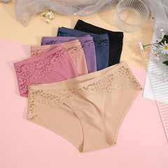 Seamless Quick-Drying Bikini Lace-Trimmed Low-Rise Briefs