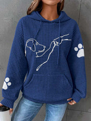 Long-Sleeved Hooded Dog Printed Casual Pullover Sweatshirt