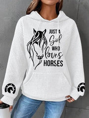 Horse Print Long Sleeve Hooded Sweatshirt