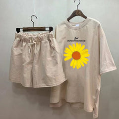 Cute And Fashionable T-Shirt And Wide-Leg Pants Two-Piece Suit