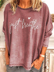 LETTER CASUAL LONG SLEEVE COTTON-BLEND SHIRTS & TOPS