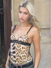 Cross-Border Backless Hot Diamond Leopard Print Fashion Versatile Adjustable Suspender Tank