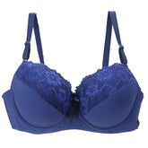 Lace-Trimmed Embroidered Thin Plus-Size Bra