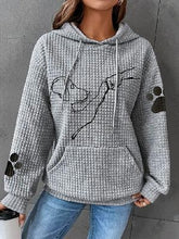 Long-Sleeved Hooded Dog Printed Casual Pullover Sweatshirt