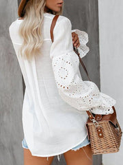 Elastic Ruffle Cuff Long Sleeve Blouse