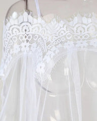 Cold Shoulder Eyelash Lace Sheer Mesh Babydoll