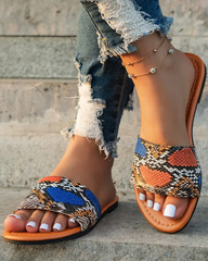 Single Wide Strap Beach Slippers