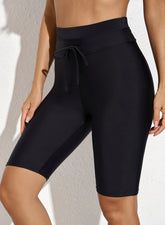 Black Quick-drying Conservative High Waist Swim Short