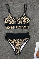 Leopard Joint High Waist String Bikini Set