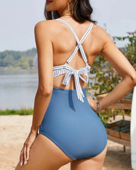 Womens One Piece Swimsuits Push Up Tummy Control Bathing Suits V Neck Cutout Modest Swimwear