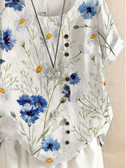 Crew Neck Loosen Printed Shirts & Tops