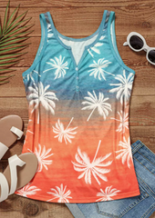 Gradient Coconut Tree Button Tank