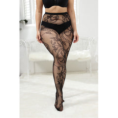 Plus Size Mesh Pantyhose Jacquard Sexy Stockings