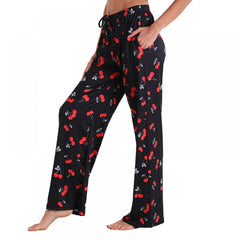 Peach Print Comfortable Stretch Pajama Pants with Pockets