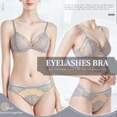 Thin Eyelash Lace Push-Up Bra Triangle Cup Wire-Free Bra Set