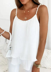 White Pearls Decor Layered Cami Top