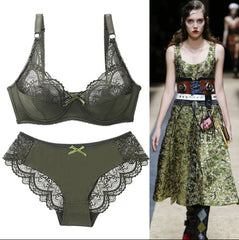 Ultra-Thin Transparent Plus-Size Lace Bra Set