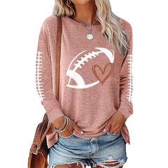 Baseball Print Crew Neck Long Sleeve Top