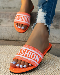 Fashion Pattern Wide Strap Beach Slippers