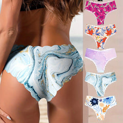 Printed Mid-Low Waist Seamless Sexy Panties