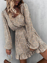 Floral Elastic Waist Ruffle Dress