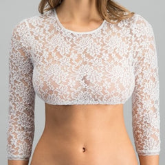 Long-Sleeved Lace See-Through Waist-Revealing Outerwear