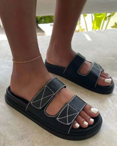 Velcro Strap Quilted Slippers